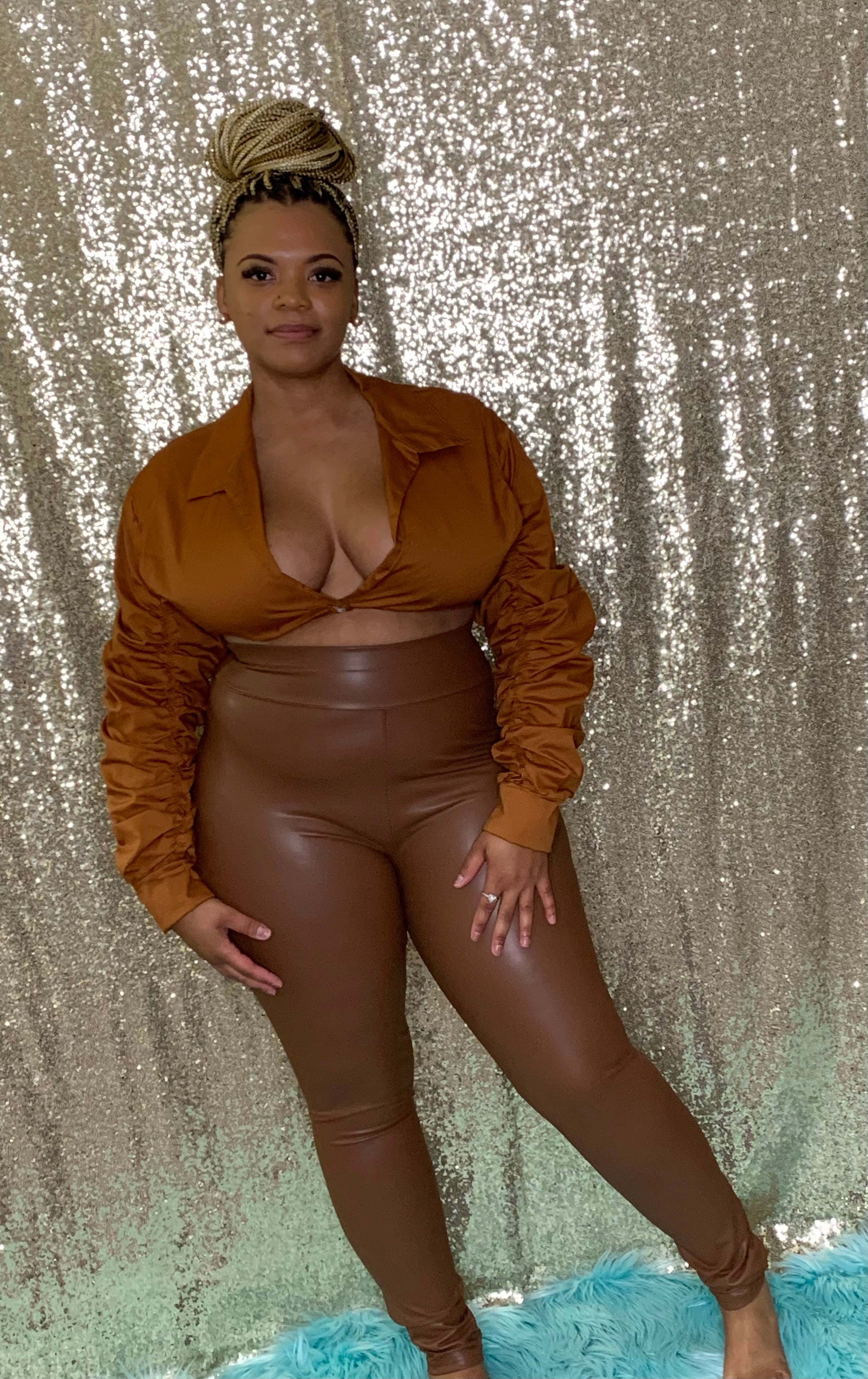 Caramel Ruched Crop Top