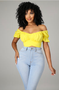 Yellow Bow Tie Crop Top